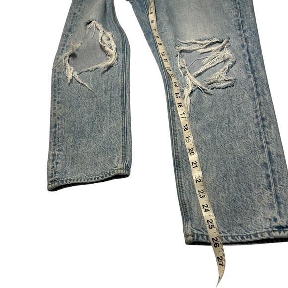 American Eagle Busted Knee High Waist Straight Leg Ankle Jeans Sz 6 - Picture 11 of 16